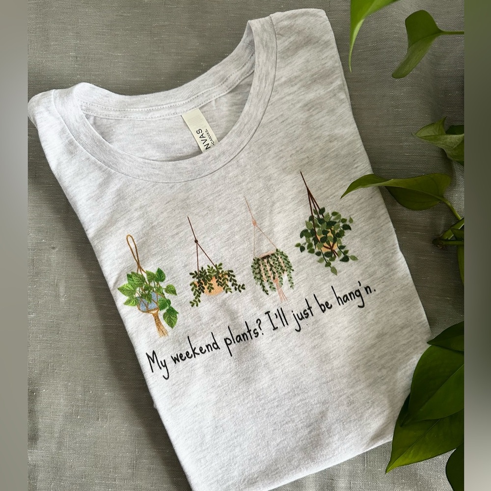 Plant shirt heathered gray size M unisex T shirt